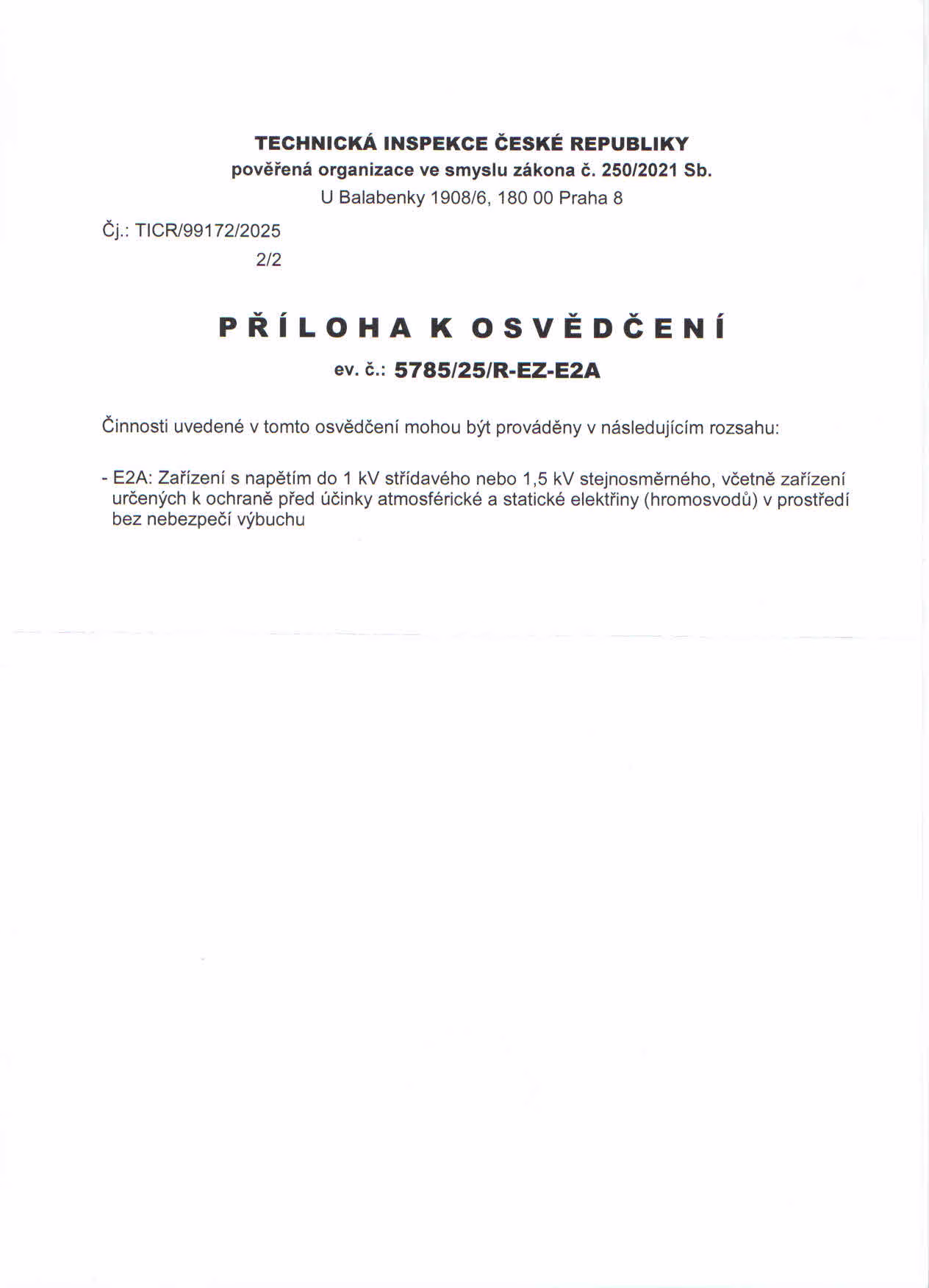 Osvědčení TIČR 1